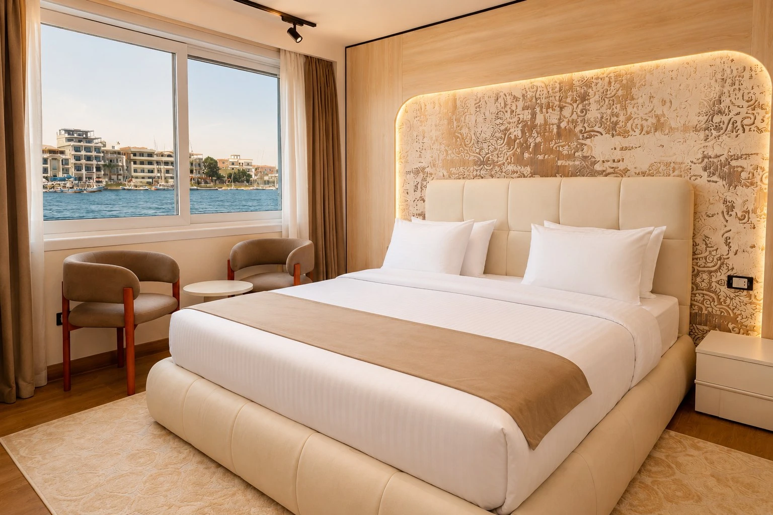 Luxury King Bed aboard Hathor, Luxor → Aswan → Luxor