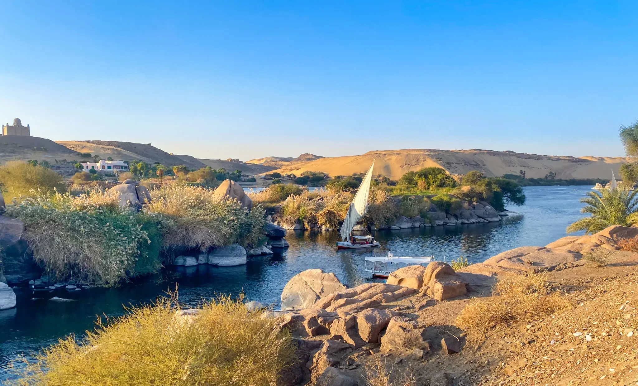 Scenic Nile River in Aswan, one of the top Aswan attractions