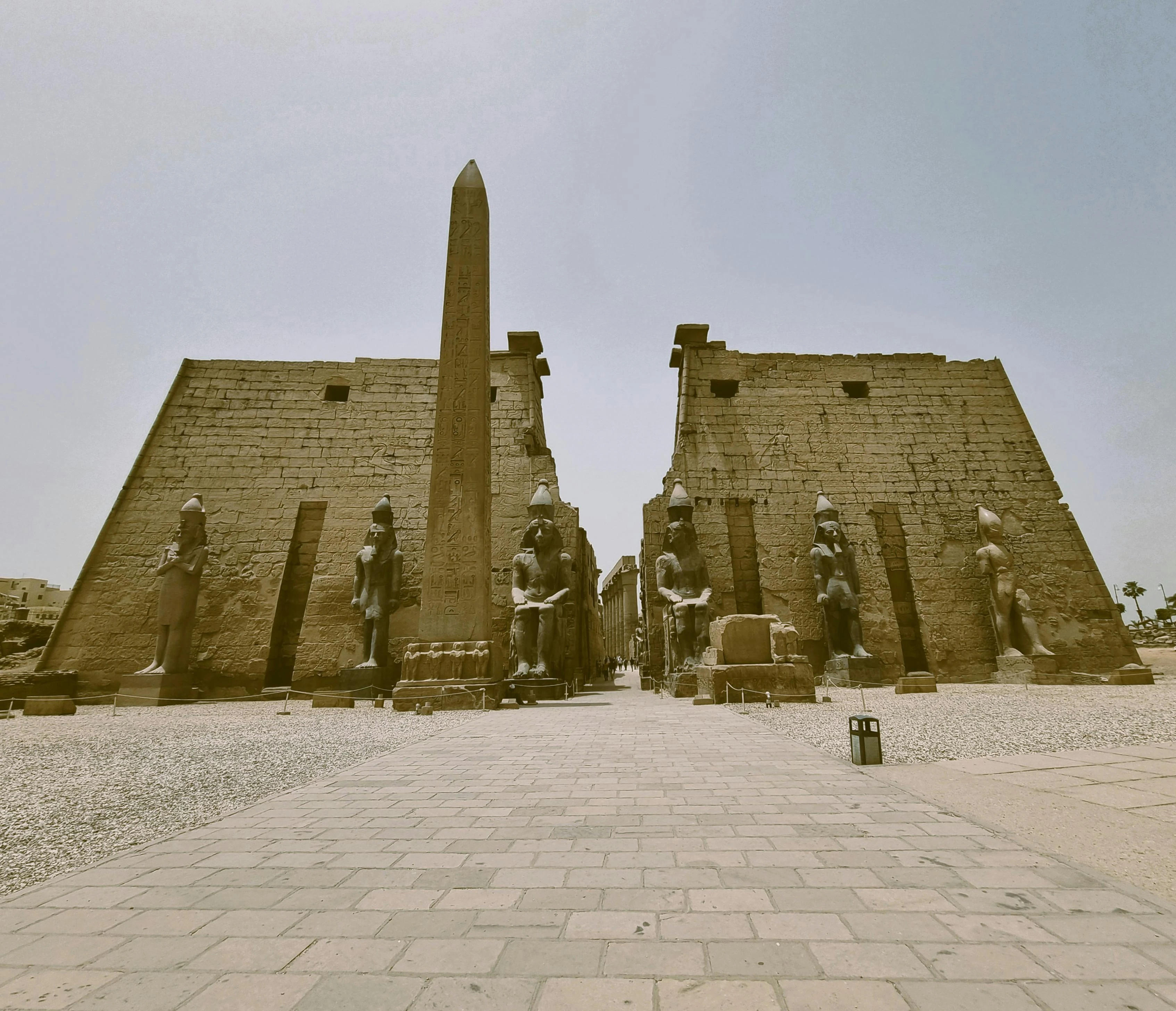 Wide view of Luxor Temple, featuring grand columns.
